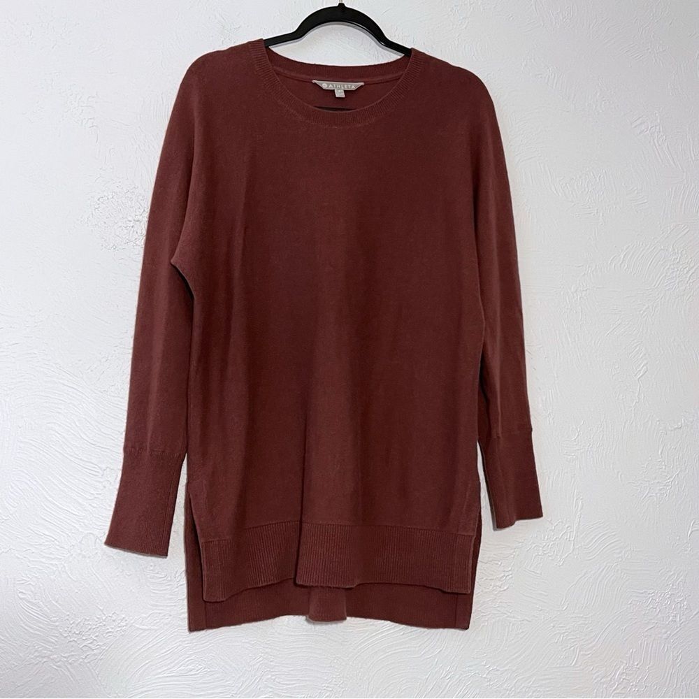 Athleta Mauve  Wool Cashmere Crewneck Sweater Size Oversized Tunic SZ S